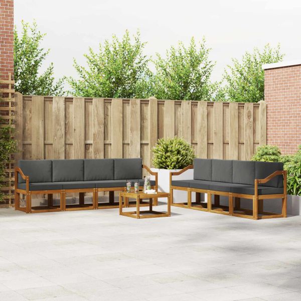 Комплект дивани за открито 9 pcs Натурален и Антрацит