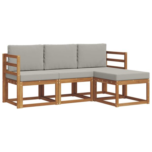 Комплект дивани за открито 4 pcs Естествено и светло сиво