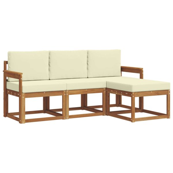 Комплект дивани за открито 4 pcs Натурален и Крема
