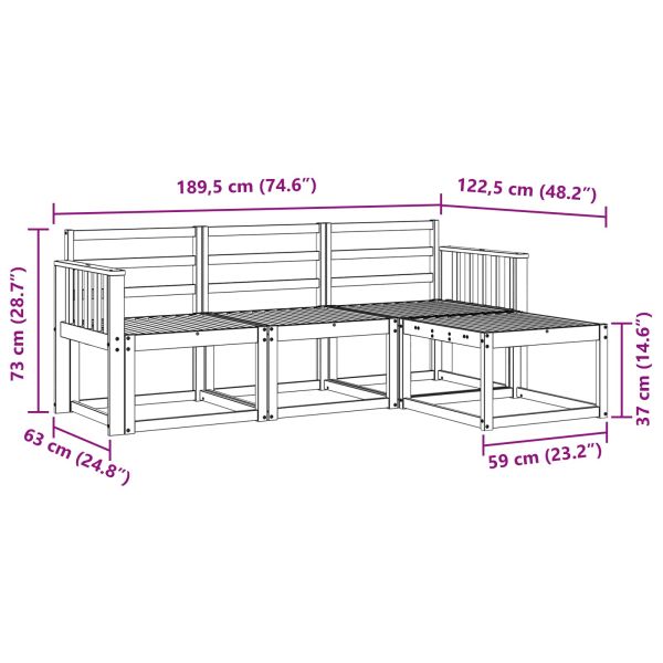 Комплект дивани за открито 4 pcs Естествен