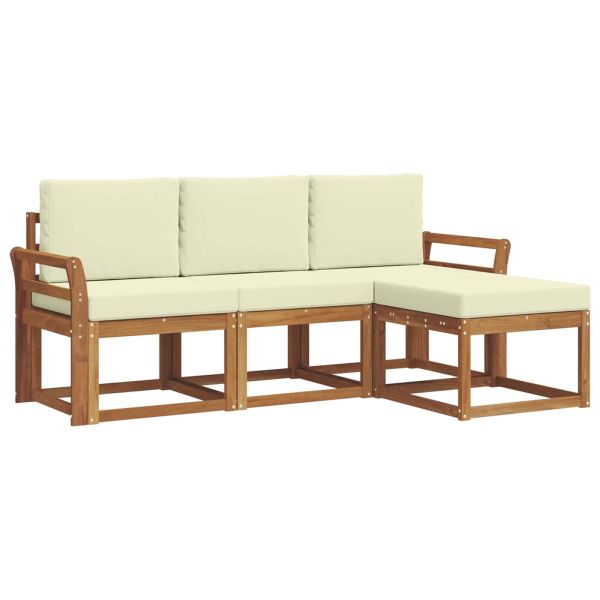 Комплект дивани за открито 4 pcs Натурален и Крема