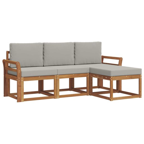 Комплект дивани за открито 4 pcs Естествено и светло сиво