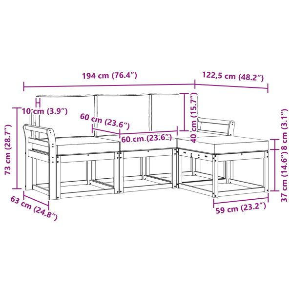 Комплект дивани за открито 4 pcs Естествено и светло сиво