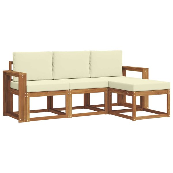 Комплект дивани за открито 4 pcs Натурален и Крема