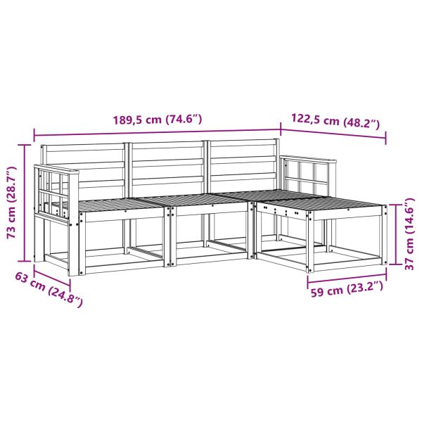 Комплект дивани за открито 4 pcs Естествен