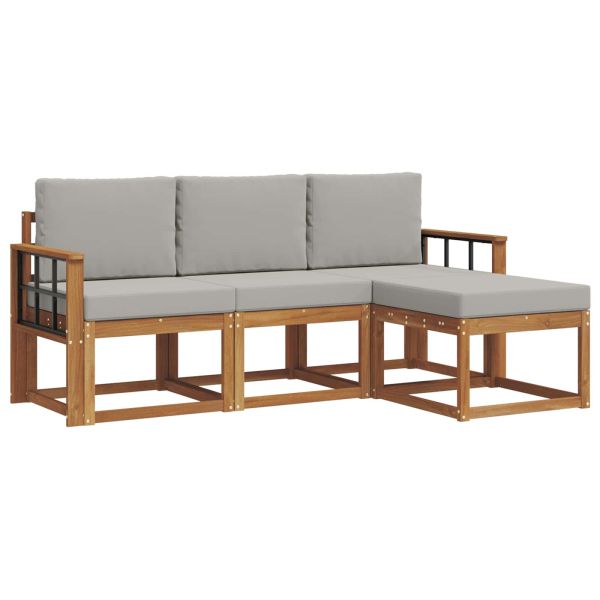 Комплект дивани за открито 4 pcs Естествено и светло сиво