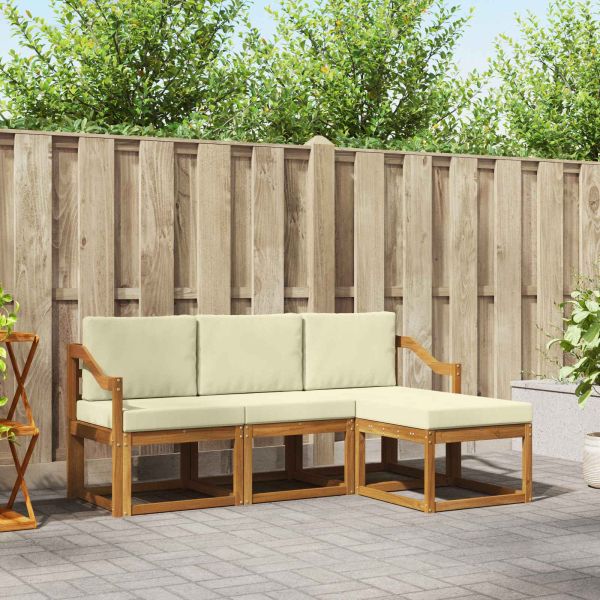Комплект дивани за открито 4 pcs Натурален и Крема