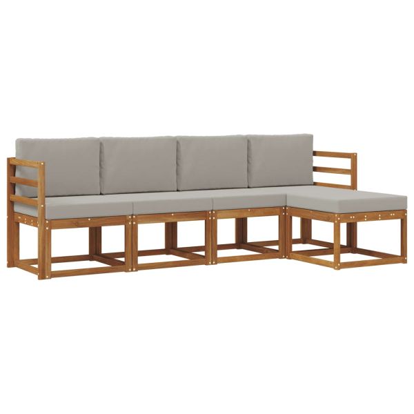 Комплект дивани за открито 5 pcs Естествено и светло сиво