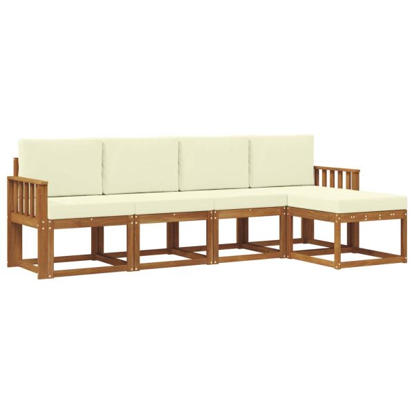 Комплект дивани за открито 5 pcs Натурален и Крема