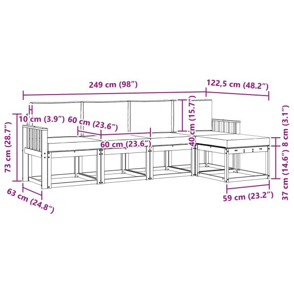 Комплект дивани за открито 5 pcs Естествено и светло сиво