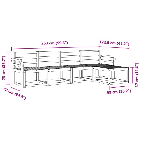 Комплект дивани за открито 5 pcs Естествен