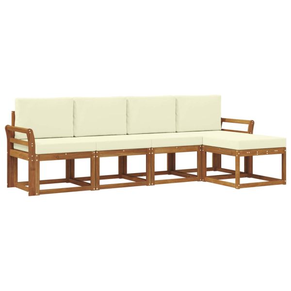 Комплект дивани за открито 5 pcs Натурален и Крема