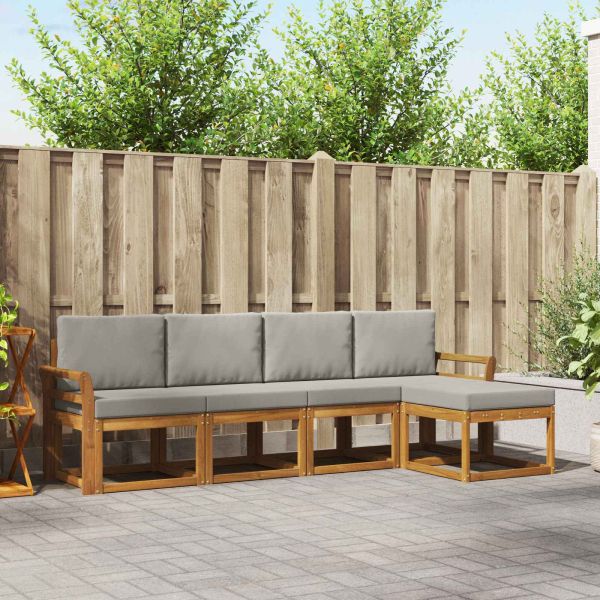 Комплект дивани за открито 5 pcs Естествено и светло сиво