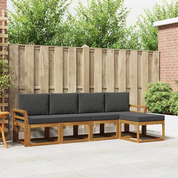 Комплект дивани за открито 5 pcs Натурален и Антрацит