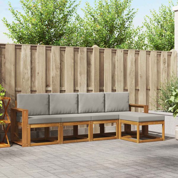 Комплект дивани за открито 5 pcs Естествено и светло сиво