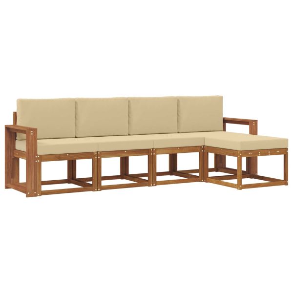 Комплект дивани за открито 5 pcs Натурален и Бежов