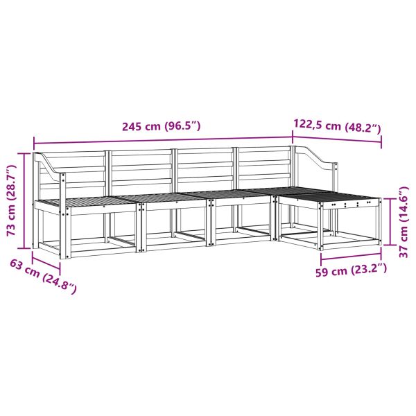 Комплект дивани за открито 5 pcs Естествен