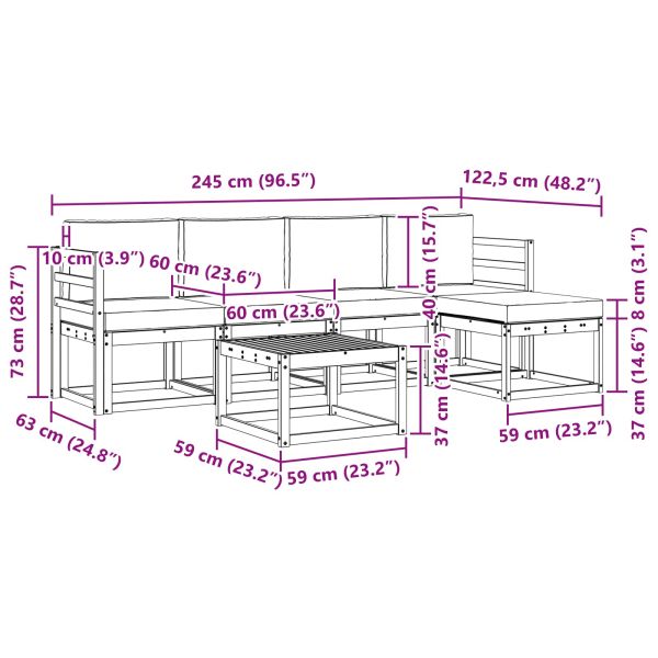 Комплект дивани за открито 6 pcs Натурален и Крема