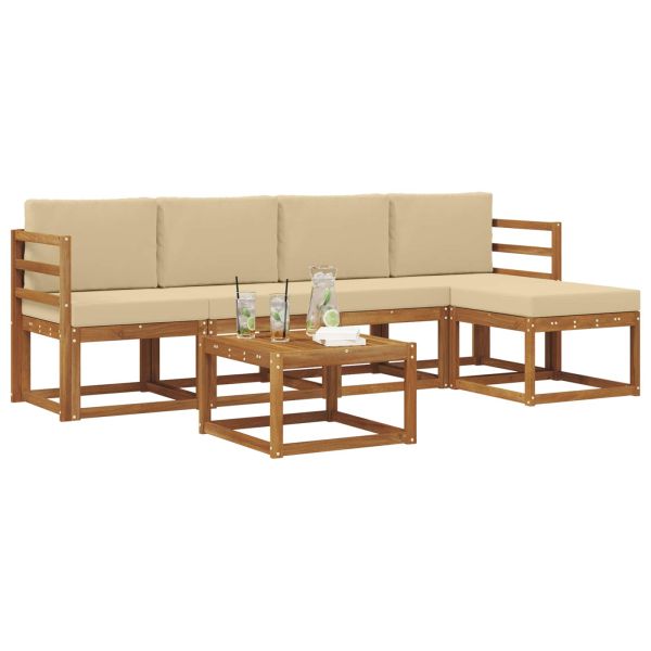 Комплект дивани за открито 6 pcs Натурален и Бежов