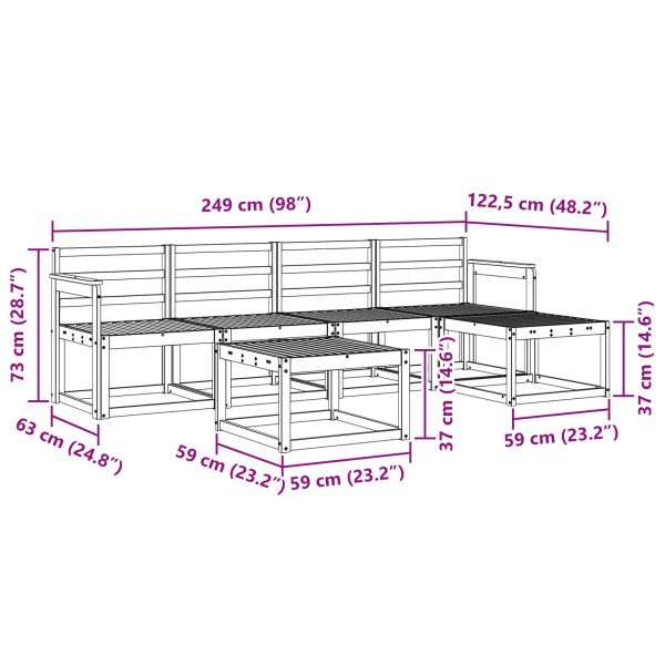 Комплект дивани за открито 6 pcs Естествен