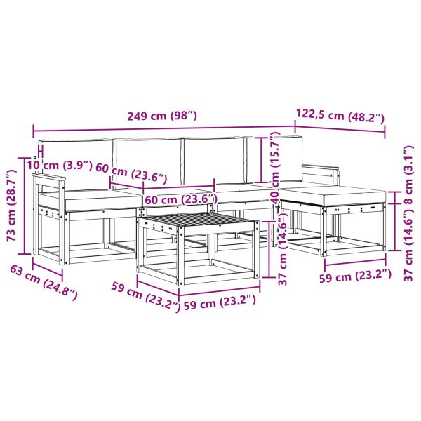 Комплект дивани за открито 6 pcs Натурален и Крема