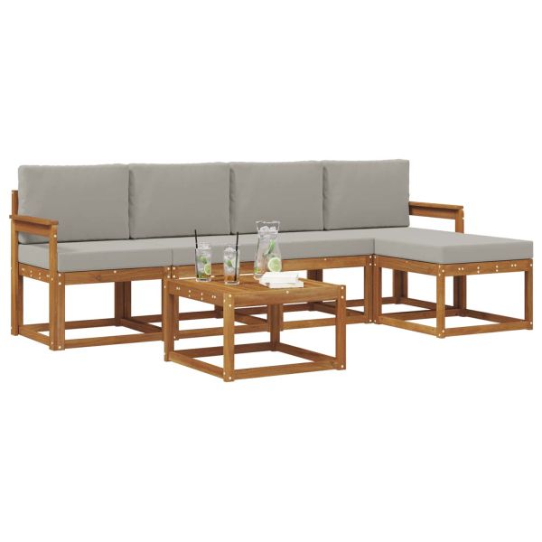 Комплект дивани за открито 6 pcs Естествено и светло сиво