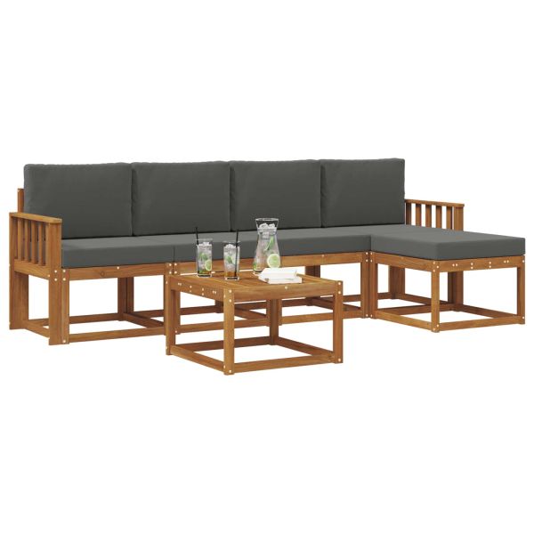 Комплект дивани за открито 6 pcs Натурален и Антрацит