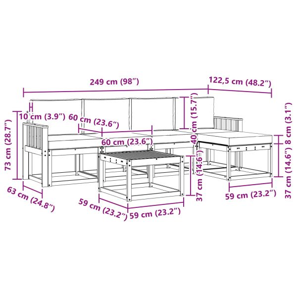 Комплект дивани за открито 6 pcs Натурален и Антрацит