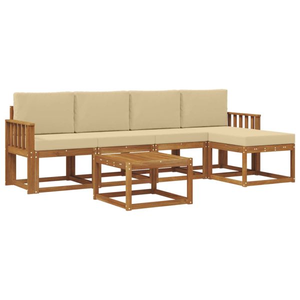 Комплект дивани за открито 6 pcs Натурален и Бежов