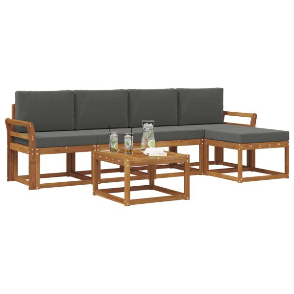 Комплект дивани за открито 6 pcs Натурален и Антрацит