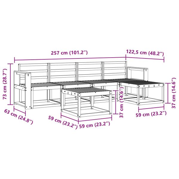 Комплект дивани за открито 6 pcs Естествен