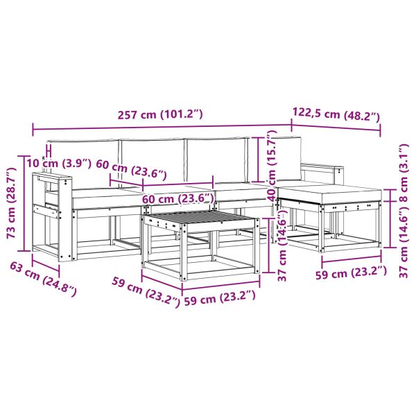 Комплект дивани за открито 6 pcs Натурален и Крема