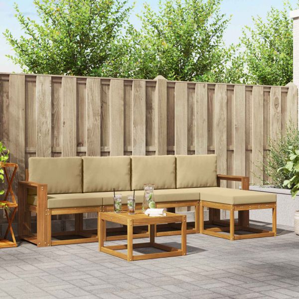 Комплект дивани за открито 6 pcs Натурален и Бежов