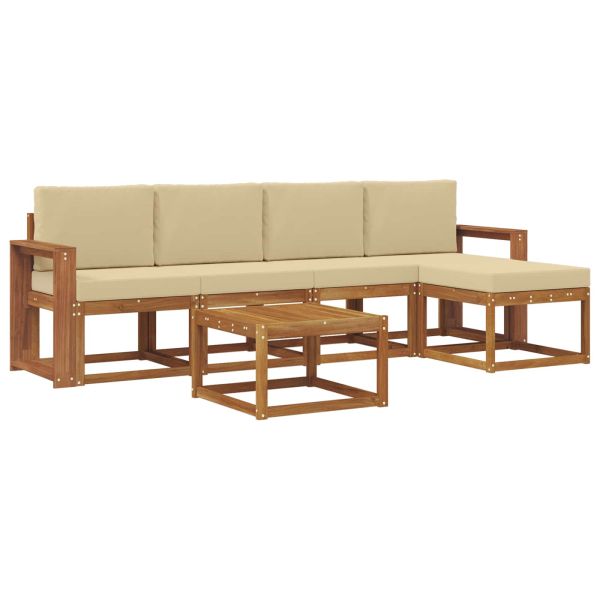 Комплект дивани за открито 6 pcs Натурален и Бежов