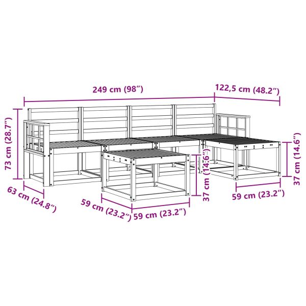 Комплект дивани за открито 6 pcs Естествен