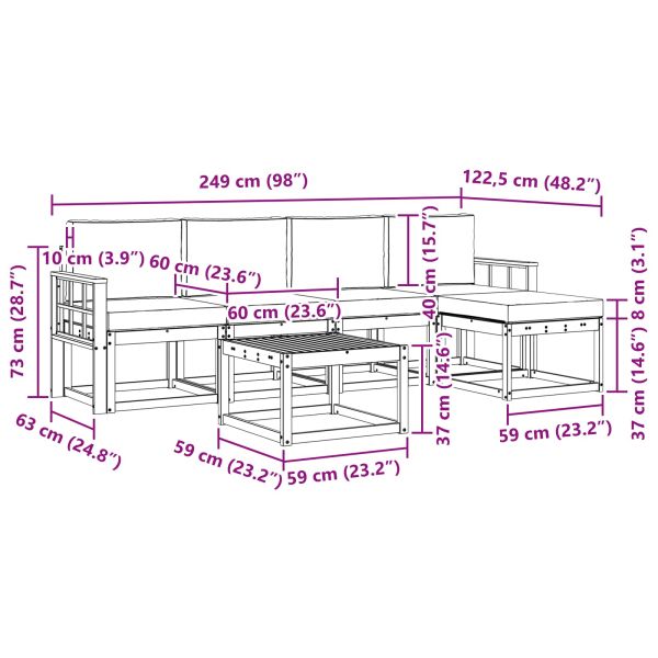 Комплект дивани за открито 6 pcs Натурален и Антрацит