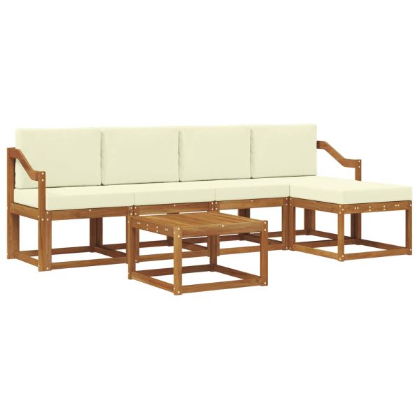 Комплект дивани за открито 6 pcs Натурален и Крема