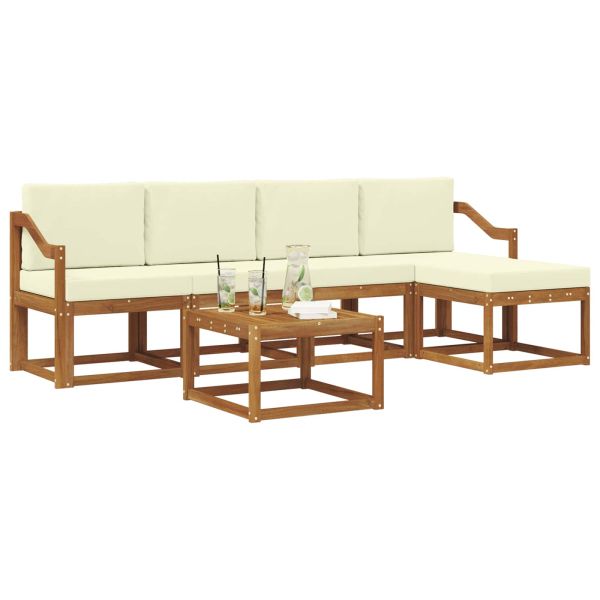Комплект дивани за открито 6 pcs Натурален и Крема