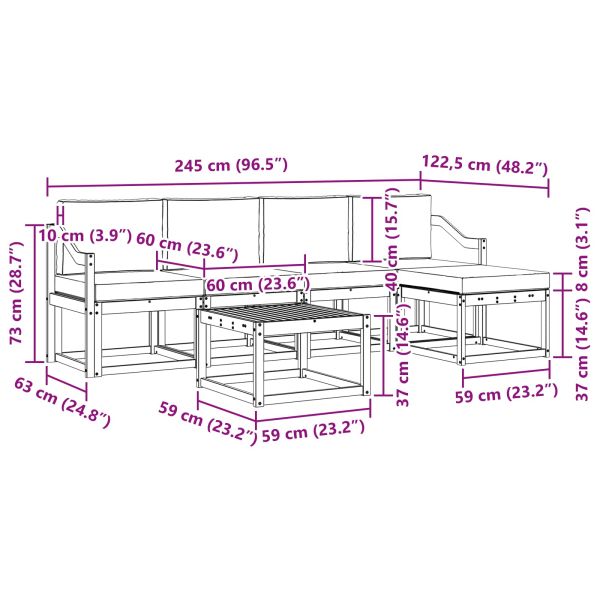 Комплект дивани за открито 6 pcs Натурален и Бежов