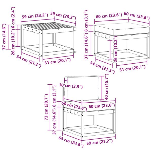 Комплект дивани за открито 6 pcs Натурален и Бежов
