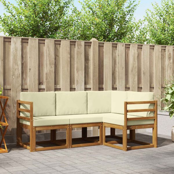 Комплект дивани за открито 4 pcs Натурален и Крема