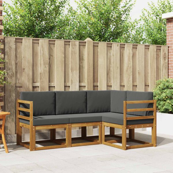 Комплект дивани за открито 4 pcs Натурален и Антрацит