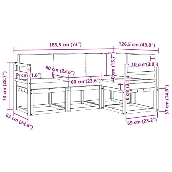 Комплект дивани за открито 4 pcs Натурален и Антрацит
