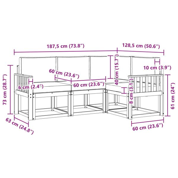 Комплект дивани за открито 4 pcs Натурален и Антрацит