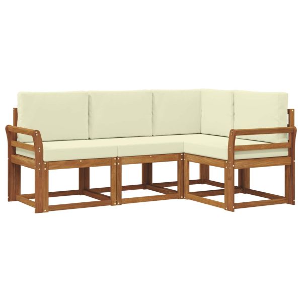 Комплект дивани за открито 4 pcs Натурален и Крема