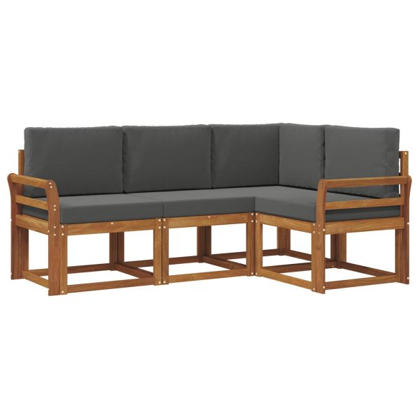 Комплект дивани за открито 4 pcs Натурален и Антрацит