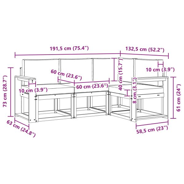 Комплект дивани за открито 4 pcs Естествено и светло сиво