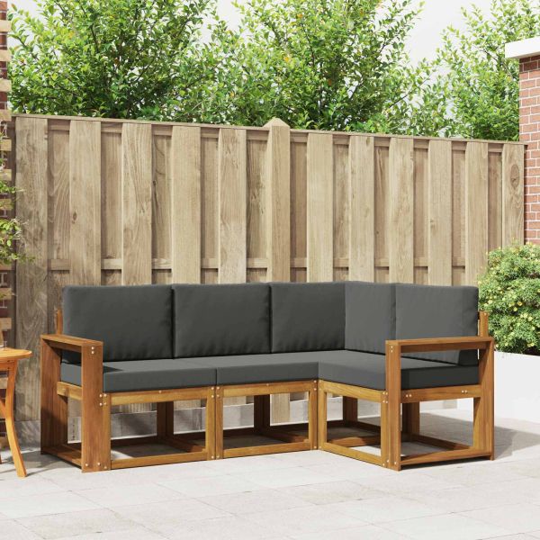 Комплект дивани за открито 4 pcs Натурален и Антрацит