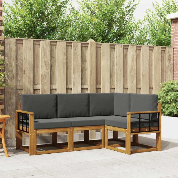 Комплект дивани за открито 4 pcs Натурален и Антрацит