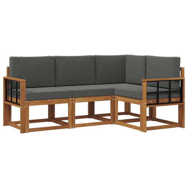 Комплект дивани за открито 4 pcs Натурален и Антрацит